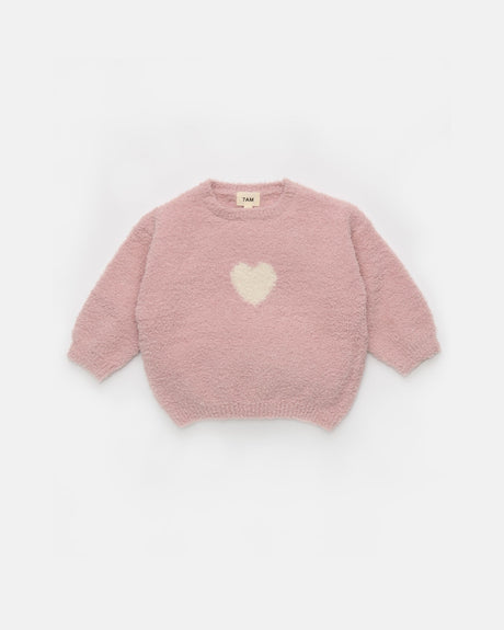 7AM Enfant Boxy Sweater - Fuzzy Love Ash Rose Ecru - Princess and the Pea Boutique