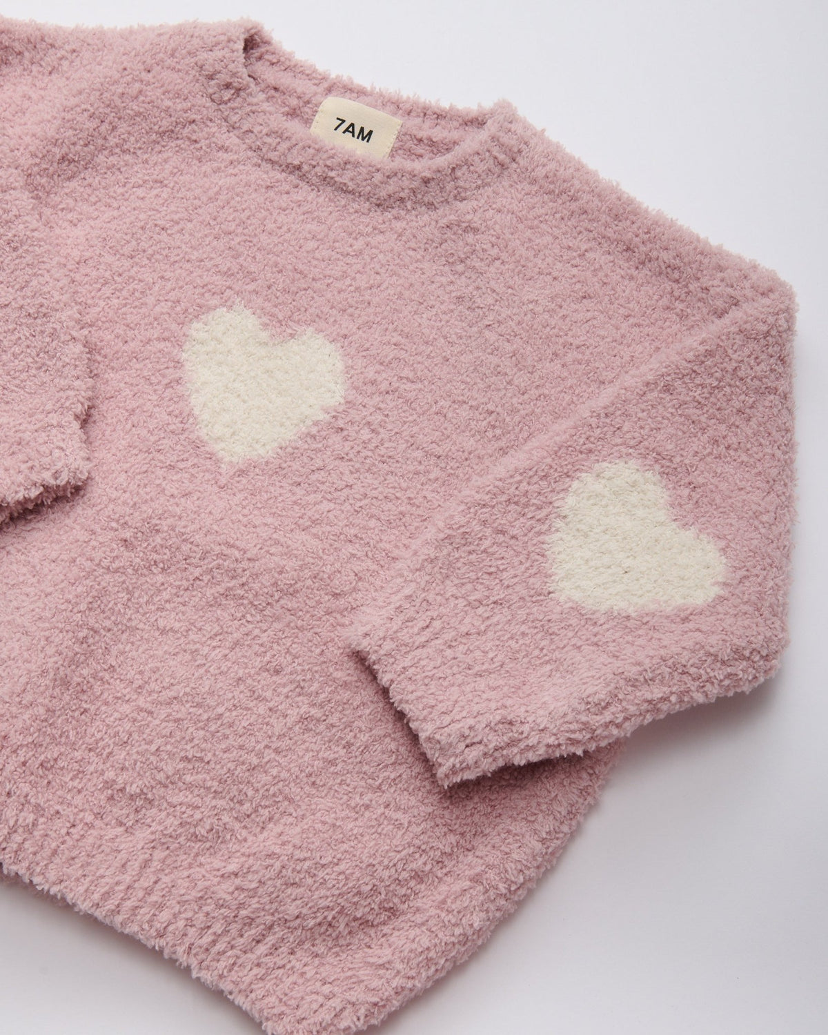 7AM Enfant Boxy Sweater - Fuzzy Love Ash Rose Ecru - Princess and the Pea Boutique