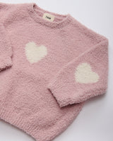 7AM Enfant Boxy Sweater - Fuzzy Love Ash Rose Ecru - Princess and the Pea Boutique