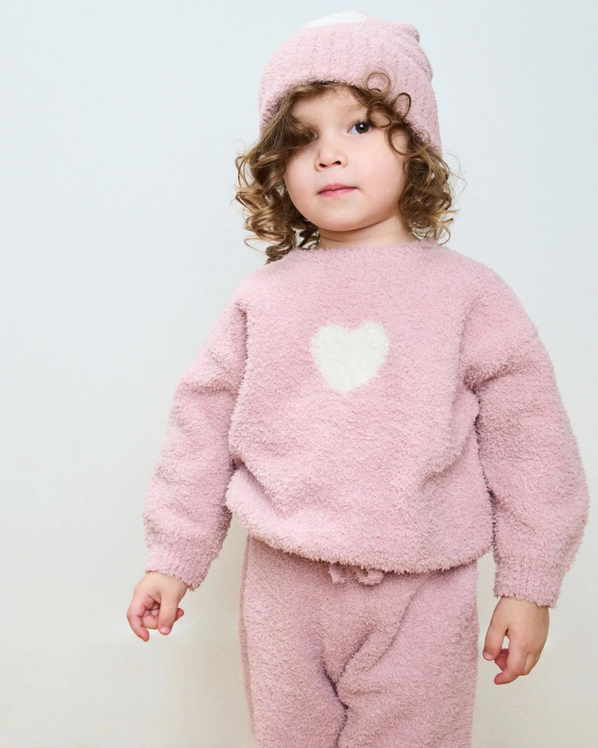 7AM Enfant Boxy Sweater - Fuzzy Love Ash Rose Ecru - Princess and the Pea Boutique