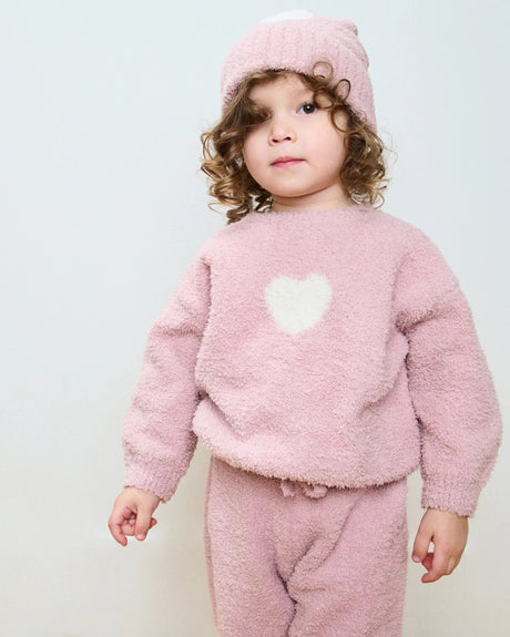 7AM Enfant Boxy Sweater - Fuzzy Love Ash Rose Ecru - Princess and the Pea Boutique