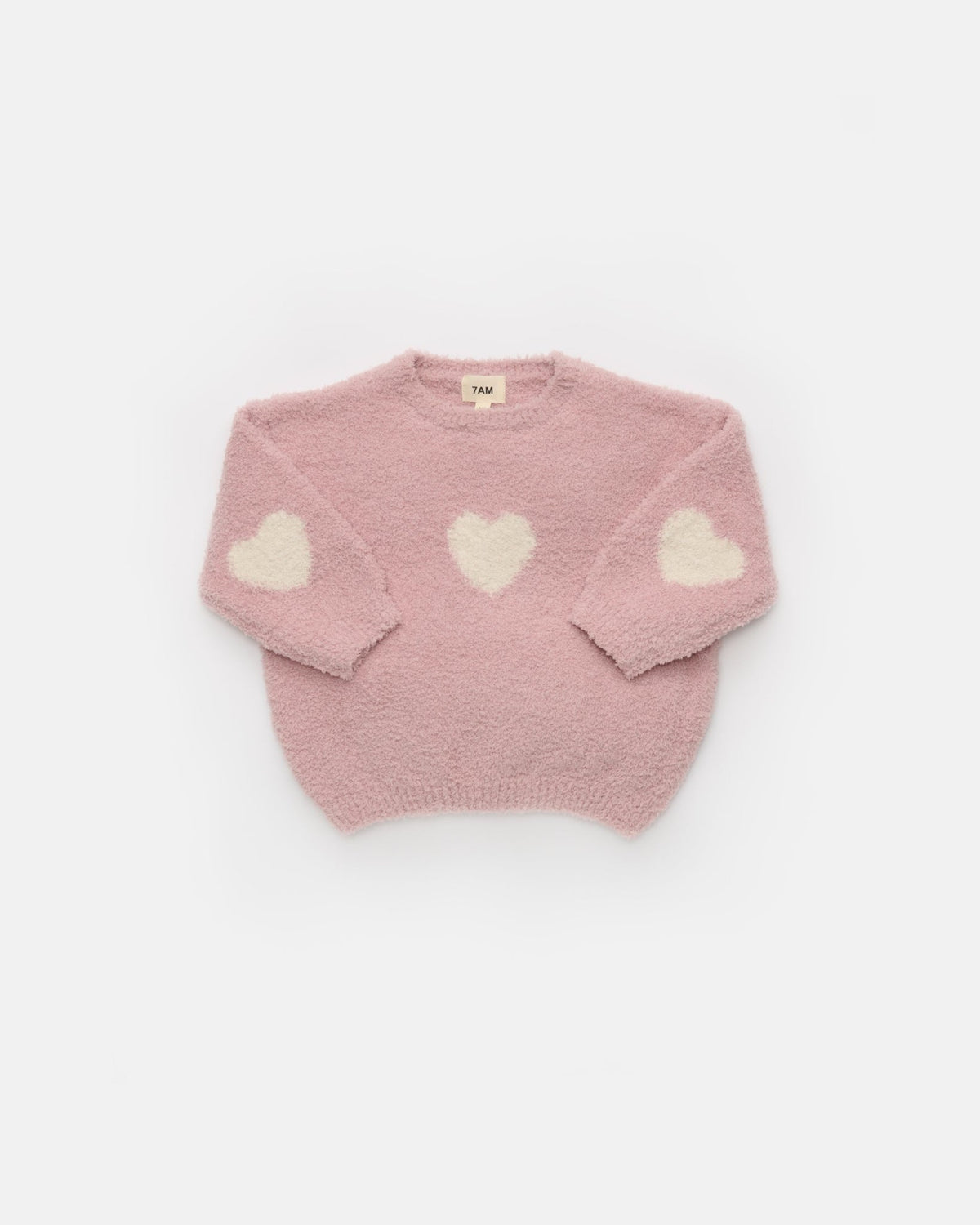 7AM Enfant Boxy Sweater - Fuzzy Love Ash Rose Ecru - Princess and the Pea Boutique