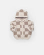 7AM Enfant Hooded Cardigan - Checkers Fuzzy Ecru Taupe - Princess and the Pea Boutique