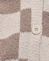 7AM Enfant Hooded Cardigan - Checkers Fuzzy Ecru Taupe - Princess and the Pea Boutique
