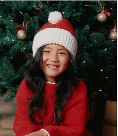 7AM Enfant Santa Beanie - Fuzzy Ecru Crimson