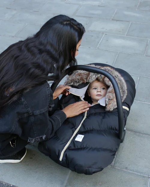 7AM Enfant Car Seat Cocoon - Tundra Black Faux Fur