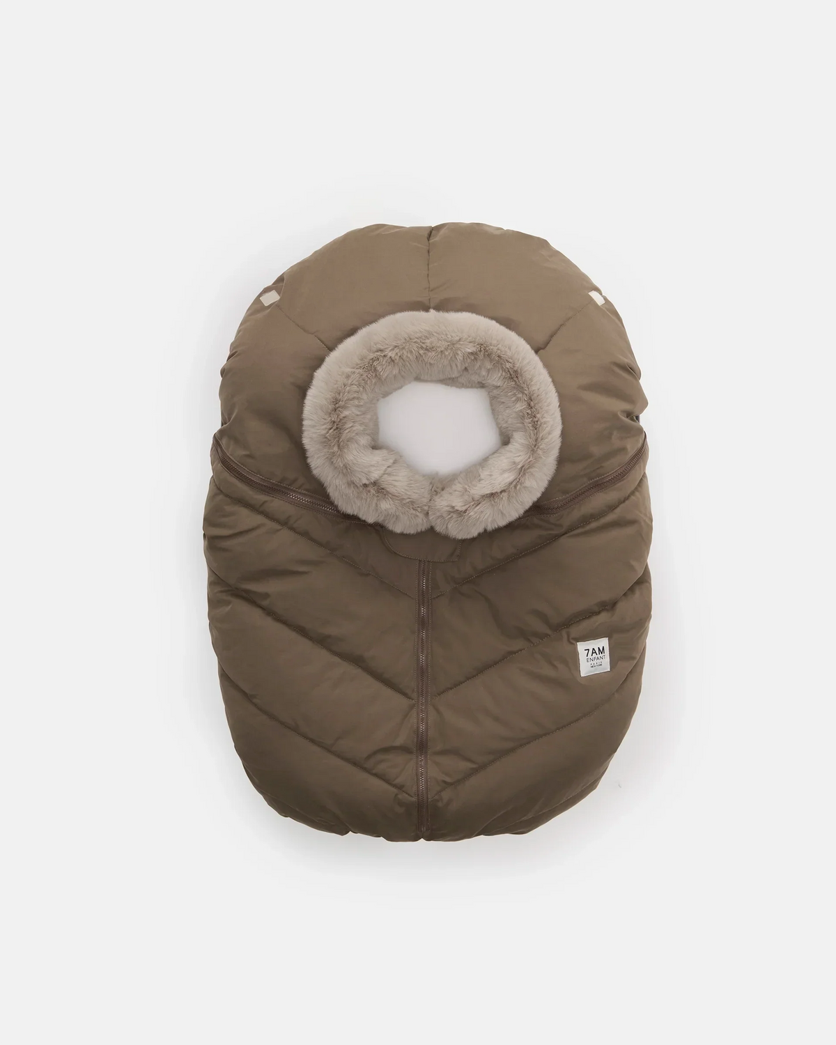 7AM Enfant Car Seat Cocoon - Helsinki Moss Brown Faux Fur - Princess and the Pea Boutique