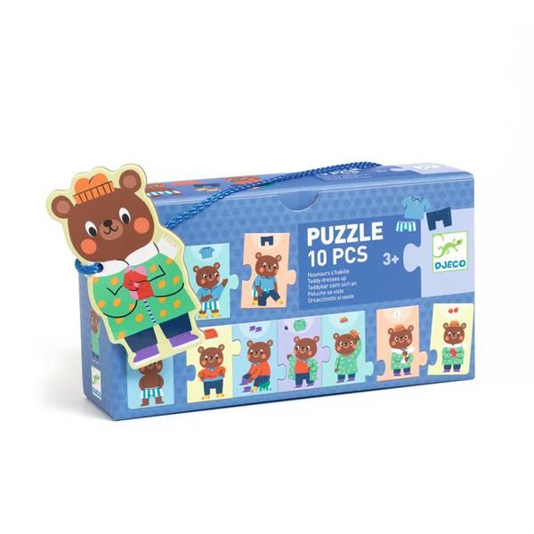 Djeco Silhouette Puzzle - Teddy Dresses Up (10 pcs) - Princess and the Pea Boutique