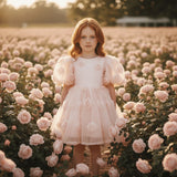 DOLLY The Rose Garden Tulle V-back Puff Dress - Dolly Pink