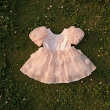 DOLLY The Rose Garden Tulle V-back Puff Dress - Dolly Pink