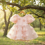 DOLLY The Rose Garden Tulle V-back Puff Dress - Dolly Pink