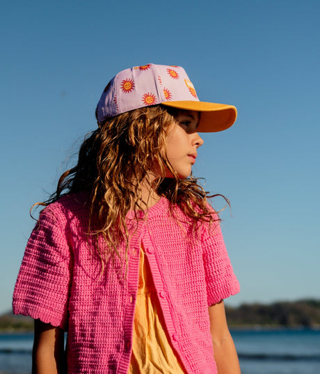 Headster Kids Horizon Sun Curved Brim Snapback - Smart Pink