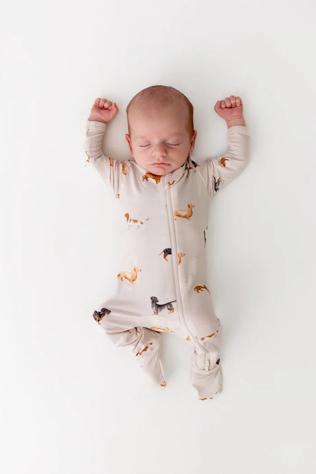 Kyte Baby Zippered Footie in Dachshund - Princess and the Pea Boutique