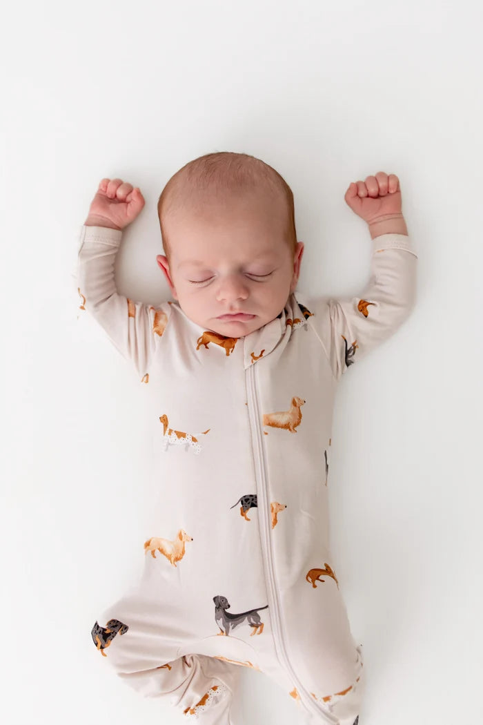 Kyte Baby Zippered Footie in Dachshund - Princess and the Pea Boutique