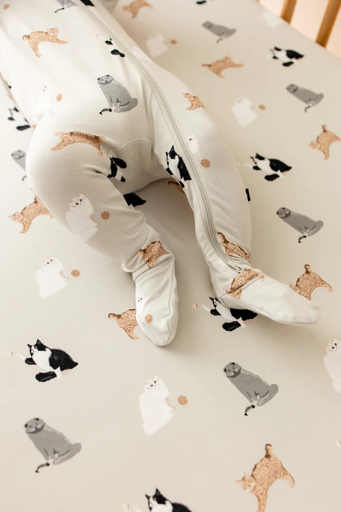Kyte Baby Zippered Footie in Fluffy Cat - Princess and the Pea Boutique