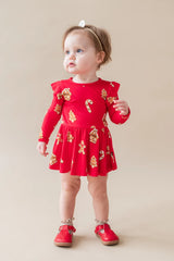 Kyte Baby Long Sleeve Twirl Bodysuit Dress in Gingerbread - Princess and the Pea Boutique