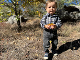 Me & Henry JASPER Beige/Blue brushed cotton plaid Woven Onesie