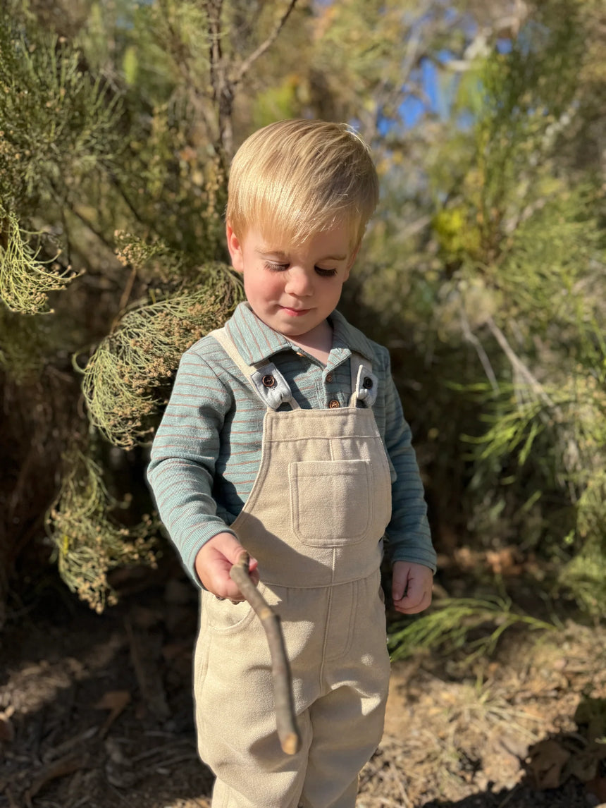 Me & Henry GENTRY Beige Moleskin Woven Overalls