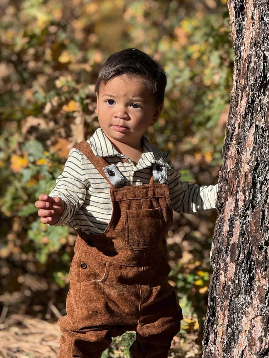 Me & Henry SEYMOUR Cream/Green Striped Polo Onesie