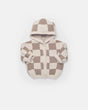 7AM Enfant Hooded Cardigan - Checkers Fuzzy Ecru Taupe - Princess and the Pea Boutique