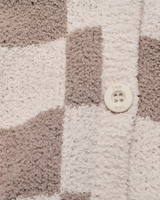 7AM Enfant Hooded Cardigan - Checkers Fuzzy Ecru Taupe - Princess and the Pea Boutique