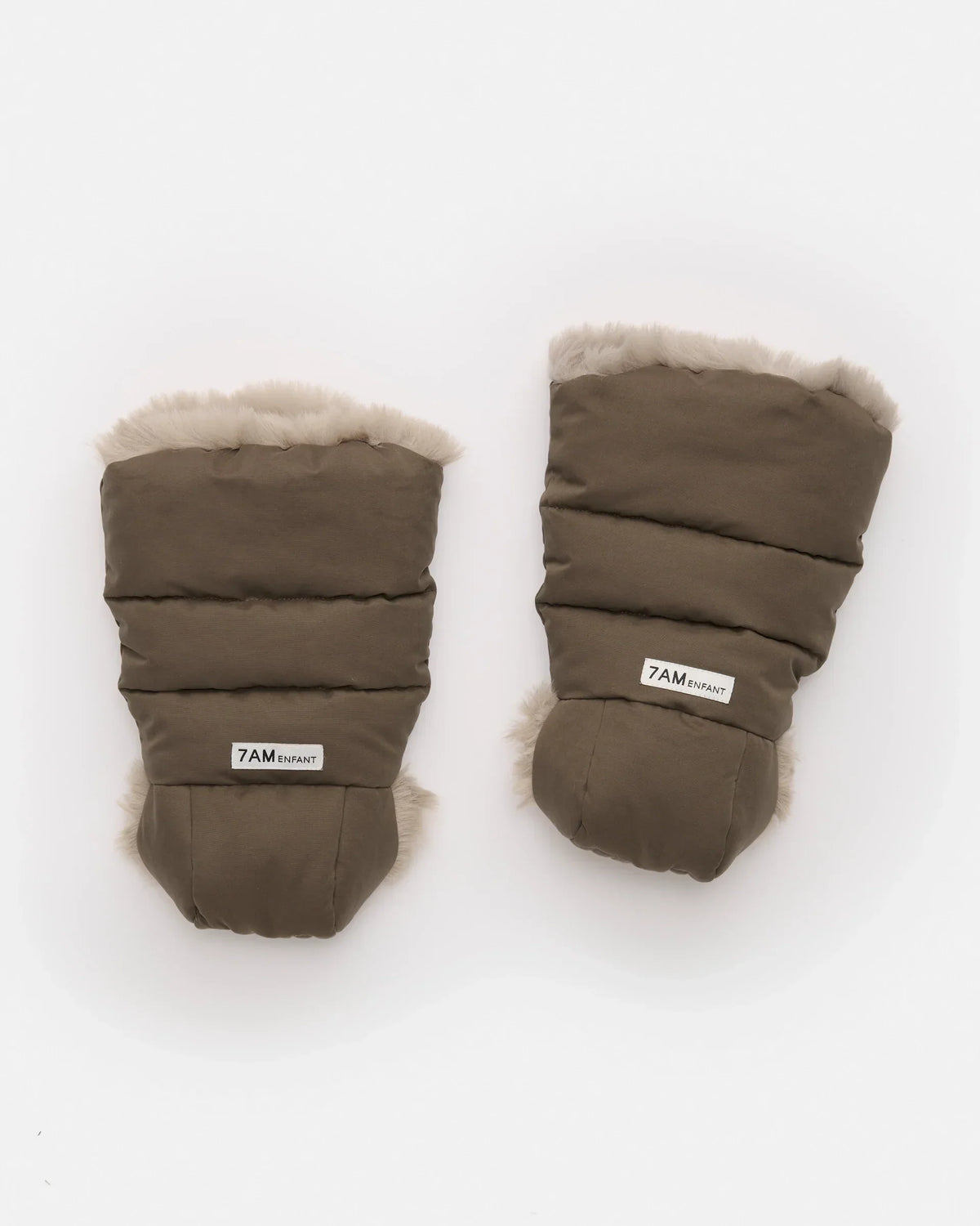 7AM Enfant Warmmuffs - Helsinki Moss Brown Faux Fur - Princess and the Pea Boutique