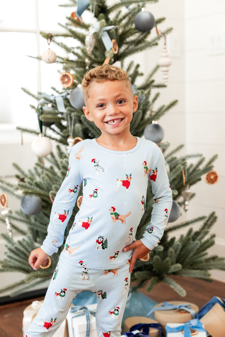 Kyte Baby Long Sleeve Pajamas in Holiday Pups - Princess and the Pea Boutique