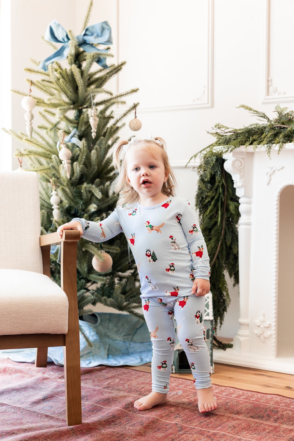 Kyte Baby Long Sleeve Pajamas in Holiday Pups - Princess and the Pea Boutique