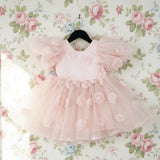 DOLLY The Rose Garden Tulle V-back Puff Dress - Dolly Pink