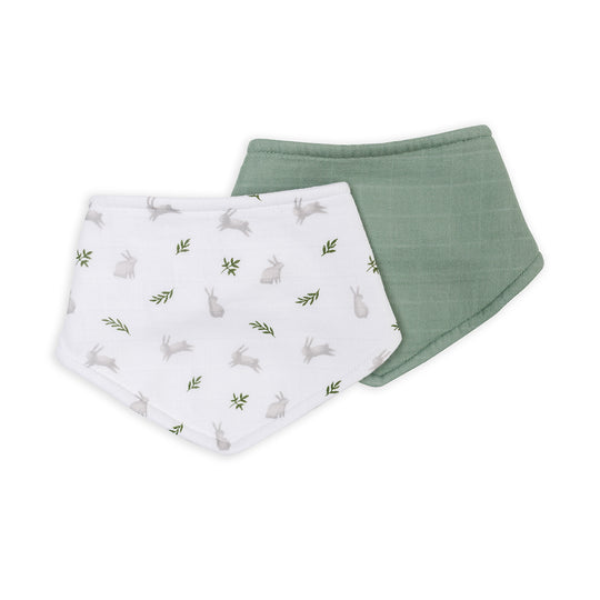 Lot de 2 bavoirs bandanas Lulujo Bunnies &amp; Fern