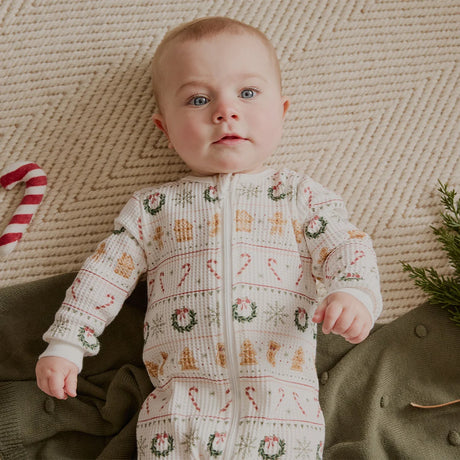 Petit Lem Holiday Treats Fair Isle Print on Thermal Sleeper