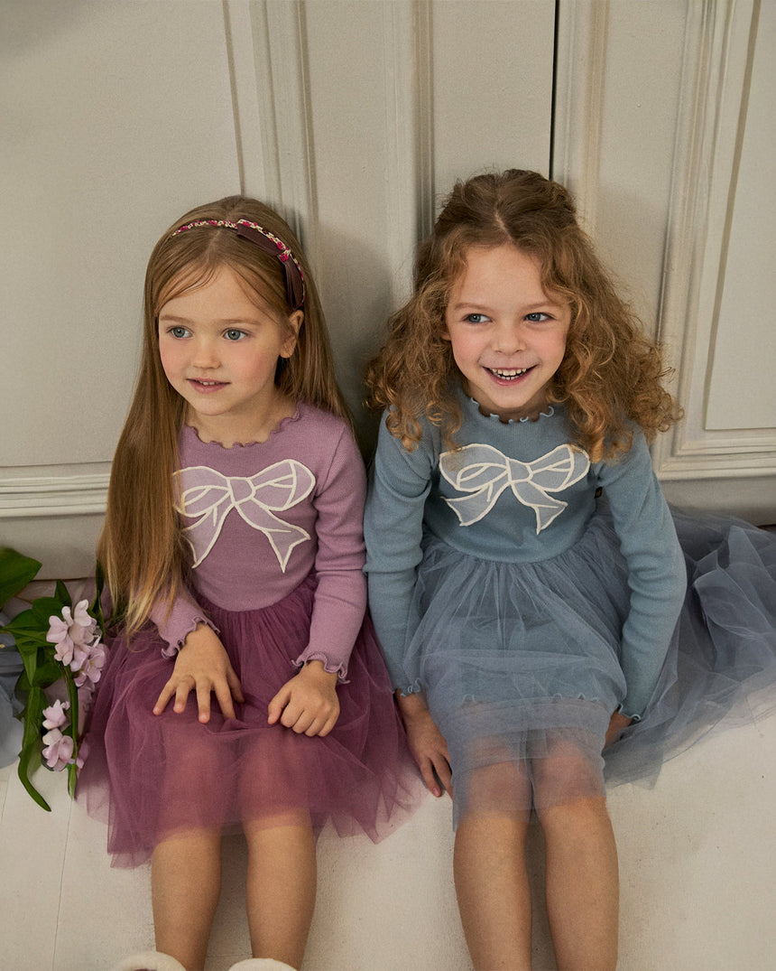 Petite Hailey Emi Bow Tutu - Dusty Blue