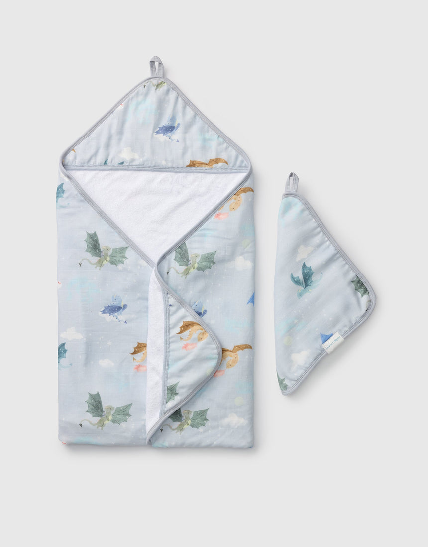 Loulou Lollipop Hooded Towel Set -Magical Dragons