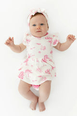Kyte Baby Twirl Bodysuit Dress in Toile Ballet