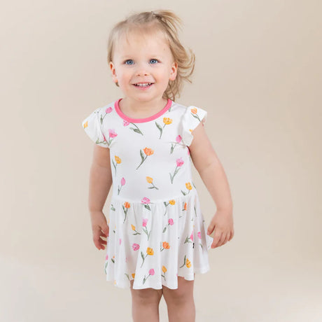 Kyte Baby Twirl Bodysuit Dress in Tulip