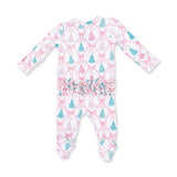 Angel Dear 2 Way Ruffle Back Zipper Footie - Bow Trellis Tree - Princess and the Pea Boutique
