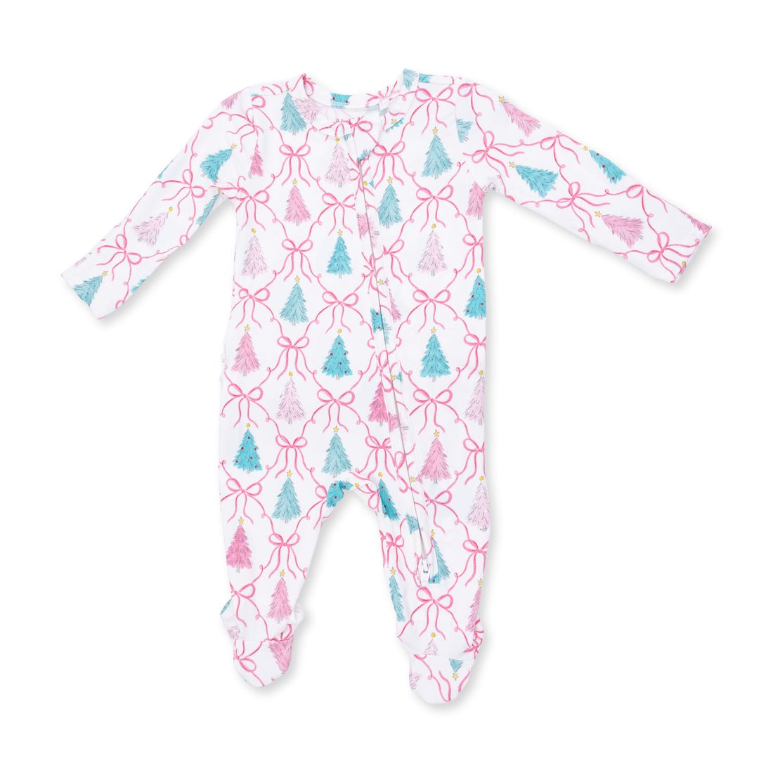 Angel Dear 2 Way Ruffle Back Zipper Footie - Bow Trellis Tree - Princess and the Pea Boutique