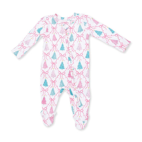 Angel Dear 2 Way Ruffle Back Zipper Footie - Bow Trellis Tree - Princess and the Pea Boutique