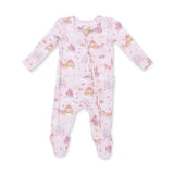 Angel Dear 2 Way Ruffle Back Zipper Footie - Princess Unicorns and Castle - Princess and the Pea Boutique