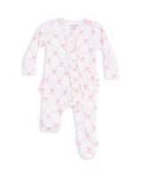 Angel Dear 2 Way Ruffle Zipper Footie - Bow Trellis - Princess and the Pea Boutique