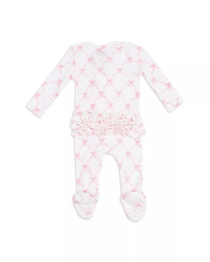 Angel Dear 2 Way Ruffle Zipper Footie - Bow Trellis - Princess and the Pea Boutique