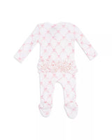Angel Dear 2 Way Ruffle Zipper Footie - Bow Trellis - Princess and the Pea Boutique