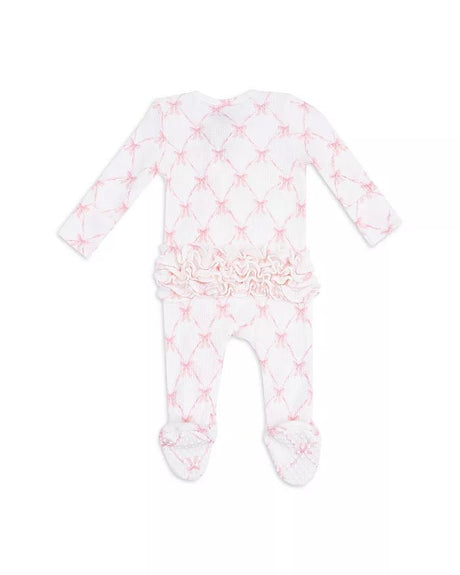 Angel Dear 2 Way Ruffle Zipper Footie - Bow Trellis - Princess and the Pea Boutique