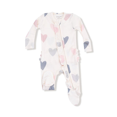 Angel Dear 2 Way Ruffle Zipper Footie - Hearts - Princess and the Pea Boutique