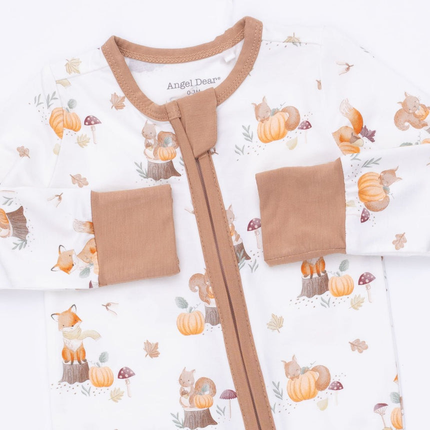 Angel Dear Convertible Romper - Woodland Animals with Pumpkins - Princess and the Pea Boutique