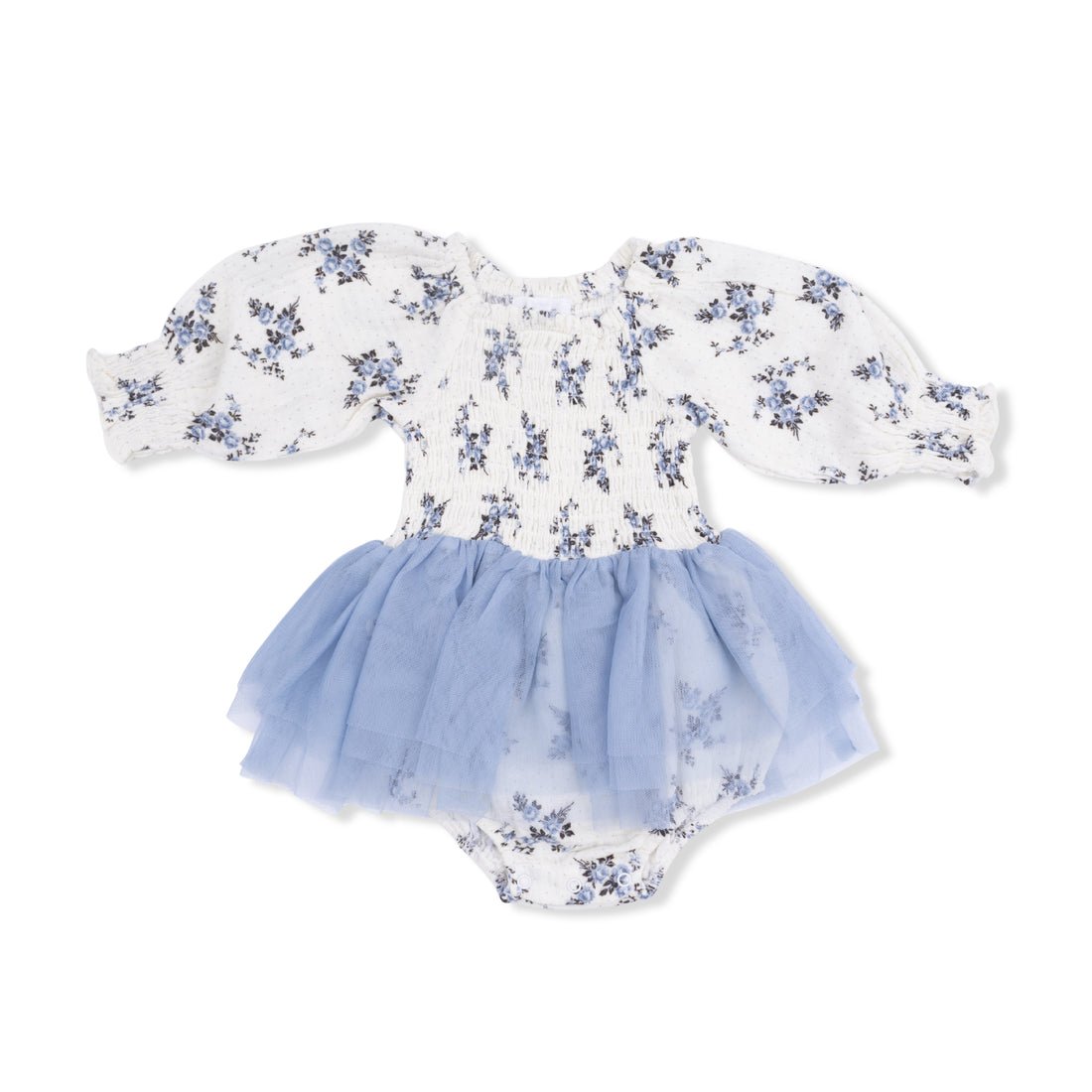 Angel Dear Long Sleeve Smocked Bubble with Tutu - Belle Rosette Dot - Princess and the Pea Boutique