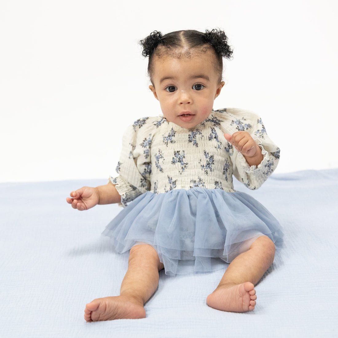 Angel Dear Long Sleeve Smocked Bubble with Tutu - Belle Rosette Dot - Princess and the Pea Boutique
