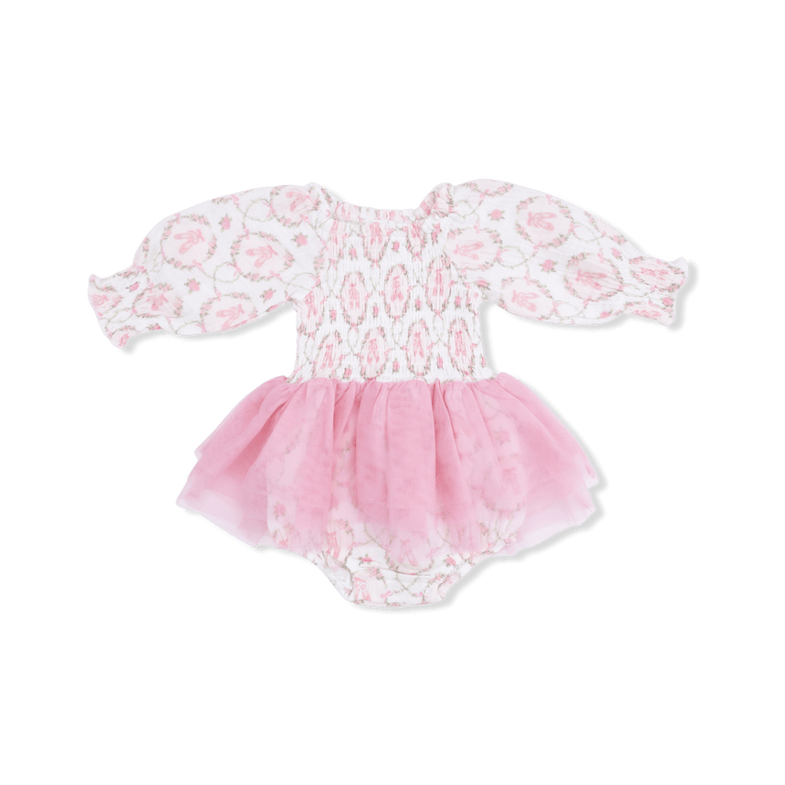 Angel Dear Long Sleeve Smocked Bubble with Tutu - Cameo Ballet Shoes - Princess and the Pea Boutique