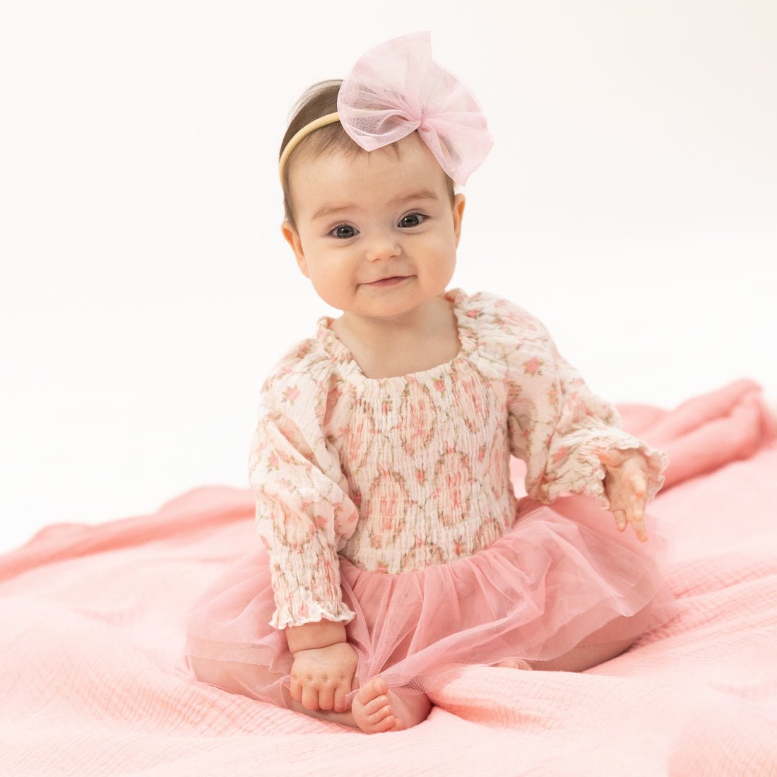 Angel Dear Long Sleeve Smocked Bubble with Tutu - Cameo Ballet Shoes - Princess and the Pea Boutique