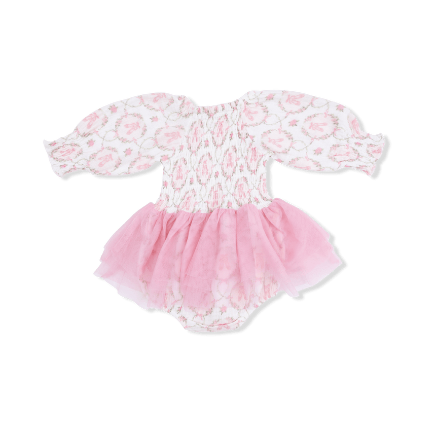 Angel Dear Long Sleeve Smocked Bubble with Tutu - Cameo Ballet Shoes - Princess and the Pea Boutique